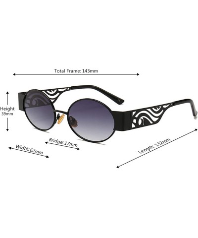 Men's and women's Fashion Resin lens Oval Frame Retro Sunglasses UV400 - Black Gray - CM18N6RO496 $6.43 Oval