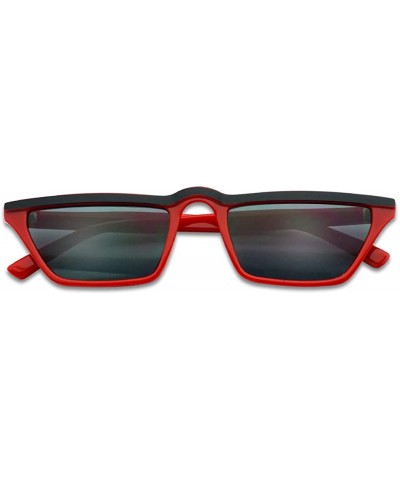 Ultra Thin Narrow 1990's Low Temple Square Cat Eye Sunglasses Two Tone Colored Frame - Red - Black - CI18G2AMS6X $5.99 Oval