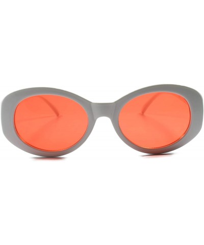 Classic Vintage Retro 90s Mens Womens Oval Sunglasses Frame Lens - White & Red - CP18T4EIOT4 $9.52 Oval