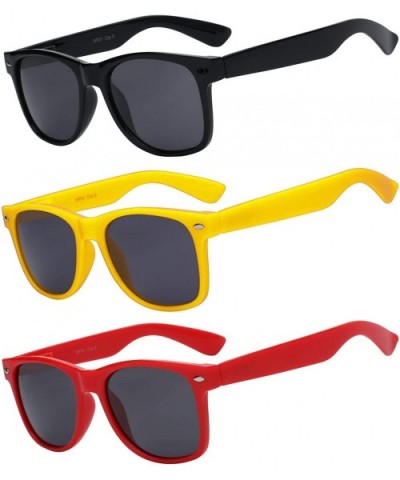 Set of 3 pairs Retro Style Vintage Sunglasses Smoke Lens 3 Pack Colored - Smoke_lens_black_yellow_red_3_pairs - C317YLMTSU4 $...