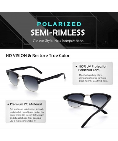 Classic Horn Rimmed Semi Rimless Polarized Sunglasses for Men Women GQO6 - 1 Silver-grey - C917YIM5CDM $6.73 Rimless