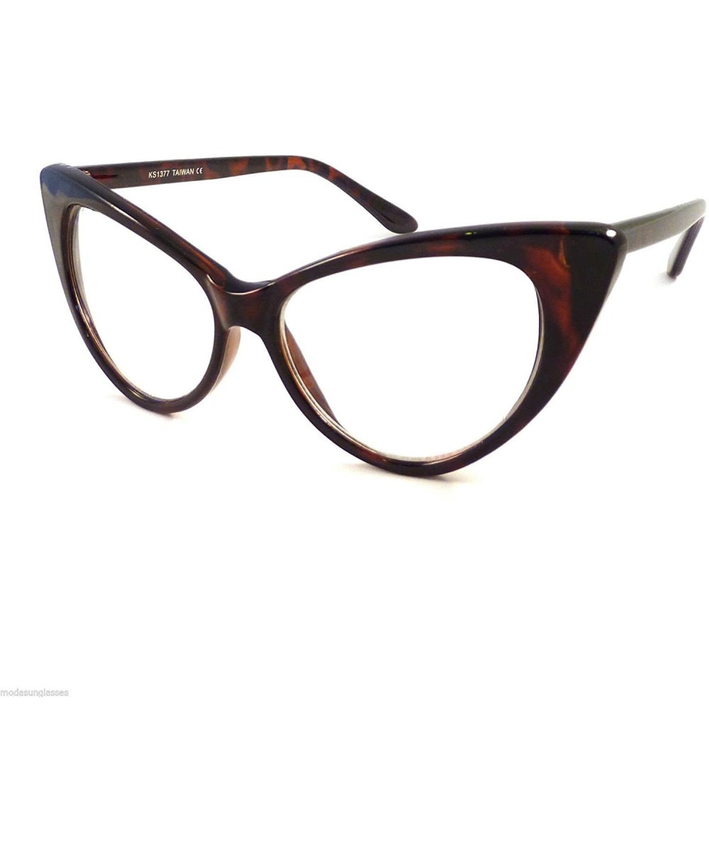 Super Cateyes Vintage Inspired Fashion Mod Chic High Pointed Cat Eye Sunglasses Glasses - Dark Tort Clear - CS12BV4YA7N $6.04...