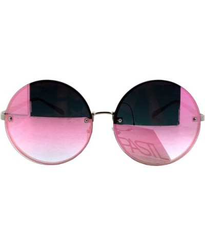 Super Oversized Round Sunglasses Womens Pink Mirror Lens UV 400 - Silver - CR186SSXD7S $6.21 Round