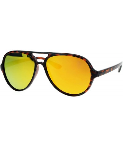 Fashion Sunglasses Retro Style Unisex Plastic Frame Mirror Lens - Tortoise (Orange Mirror) - CS1875XWQ7E $7.82 Aviator