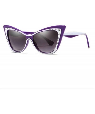 2019 Retro Women Cat Sunglasses Fashion Oversized Exaggeration Diamond Butterfly Party Sunglasses - Purple - C218NHMOR3D $7.2...