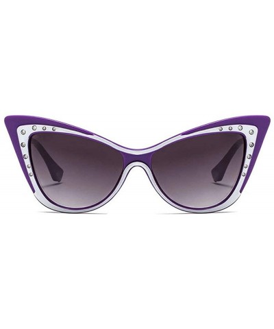 2019 Retro Women Cat Sunglasses Fashion Oversized Exaggeration Diamond Butterfly Party Sunglasses - Purple - C218NHMOR3D $7.2...