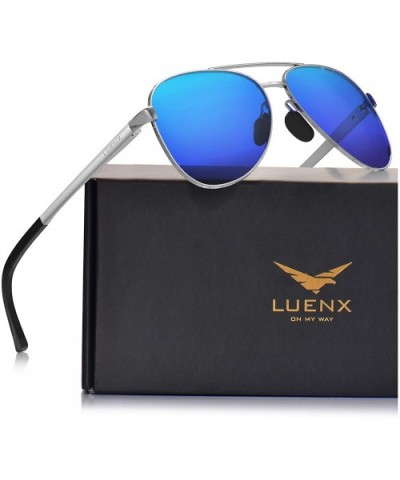 Aviator Sunglasses for Women Polarized Mirror with Case - UV 400 Protection 60MM - 5-blue - CZ18ZGQN92D $17.90 Aviator