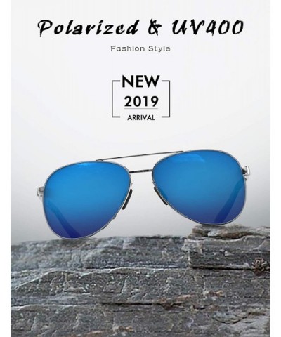 Aviator Sunglasses for Women Polarized Mirror with Case - UV 400 Protection 60MM - 5-blue - CZ18ZGQN92D $17.90 Aviator