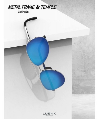 Aviator Sunglasses for Women Polarized Mirror with Case - UV 400 Protection 60MM - 5-blue - CZ18ZGQN92D $17.90 Aviator