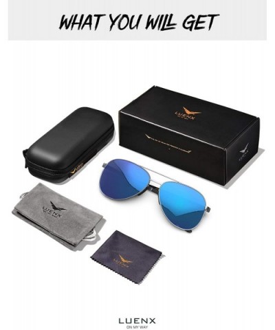 Aviator Sunglasses for Women Polarized Mirror with Case - UV 400 Protection 60MM - 5-blue - CZ18ZGQN92D $17.90 Aviator