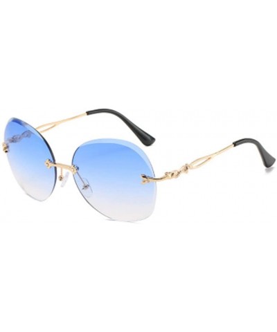 Round Frame Visor Mirrorless Frame Trimmed Sunglasses Metal Ladies Sunglasses - 1 - CX1908G6K29 $24.04 Sport