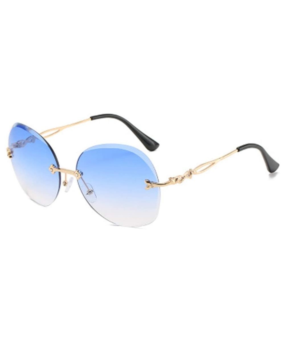 Round Frame Visor Mirrorless Frame Trimmed Sunglasses Metal Ladies Sunglasses - 1 - CX1908G6K29 $24.04 Sport