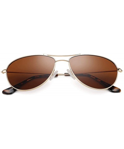 Vintage Polarized Aviator Sunglasses for Women - 100% UV Protection lens - Gold/Brown - CF1904C6Q4S $9.07 Aviator