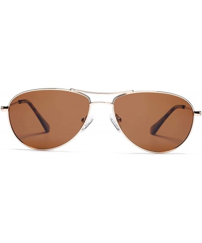 Vintage Polarized Aviator Sunglasses for Women - 100% UV Protection lens - Gold/Brown - CF1904C6Q4S $9.07 Aviator