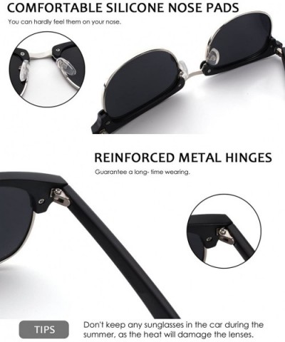 Classic Horn Rimmed Semi Rimless Polarized Sunglasses for Men Women GQO6 - 1 Silver-grey - C917YIM5CDM $6.73 Rimless