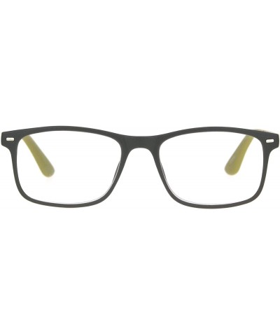 Mens Narrow Rectangular Thin Plastic Horned Powered Reading Glasses - Grey Olive Green - CJ18IGMN0TX $8.90 Rectangular
