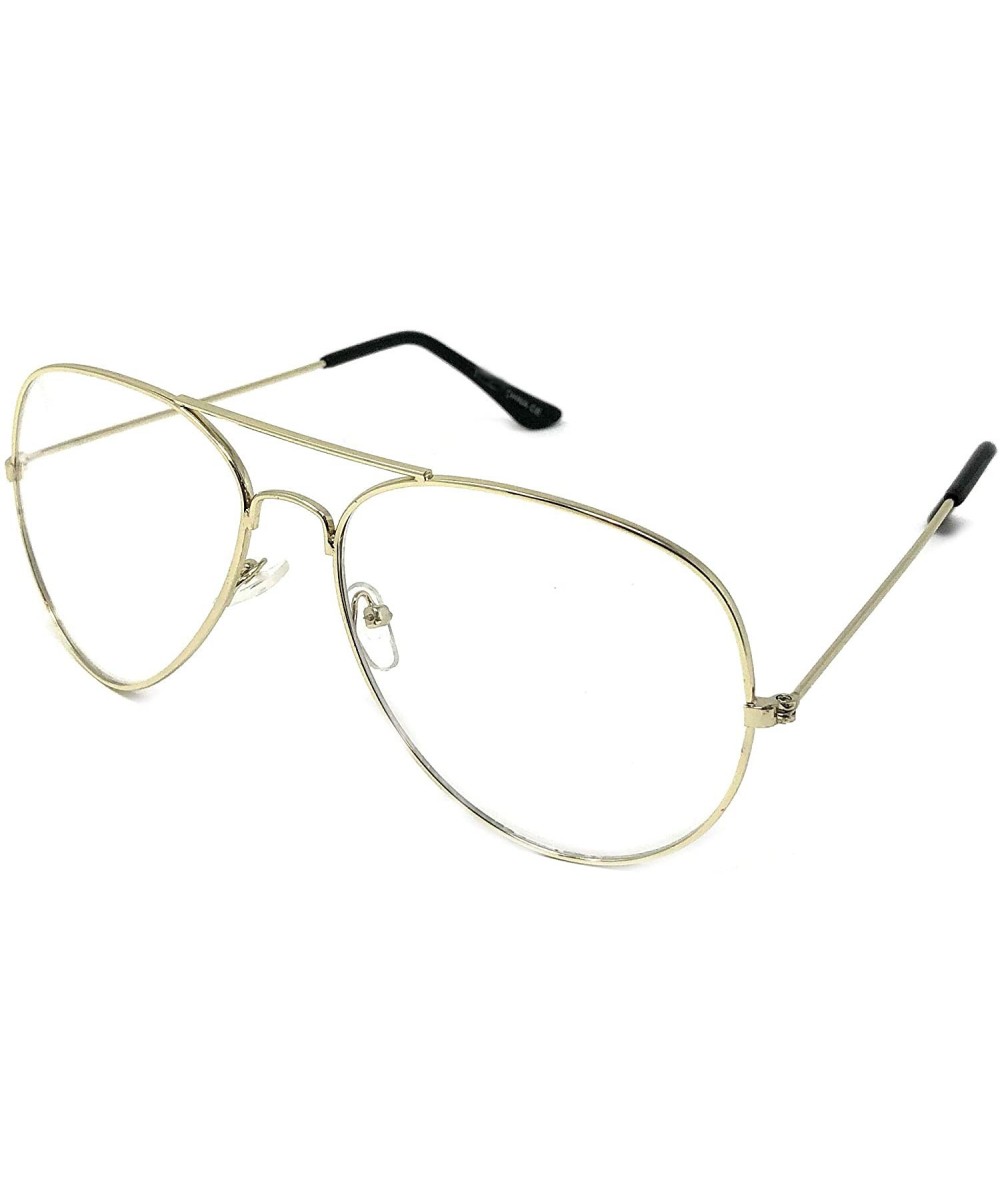 Aviator Mirror or Clear Metal Sunglasses Classic Style - Gold- Clear - CT18YTM972A $4.63 Aviator