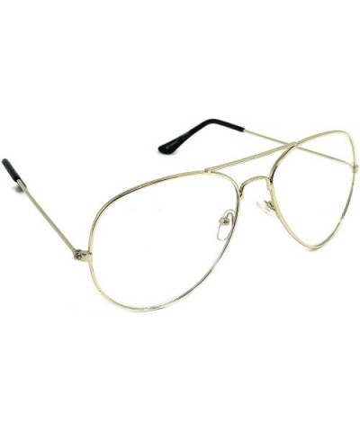 Aviator Mirror or Clear Metal Sunglasses Classic Style - Gold- Clear - CT18YTM972A $4.63 Aviator