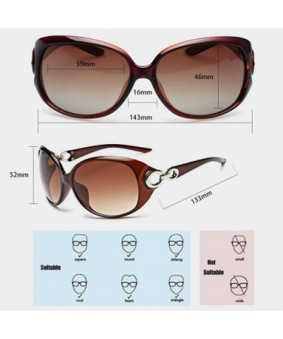 Oversized Polarized Sunglasses for Women-Classic Stylish Oval Design Big Shades UV Protection 8044 - Brown - C3197RORS09 $6.5...