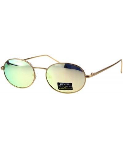 Unisex Oval Sunglasses Metal Frame Vintage Retro Fashion UV 400 - Gold (Peach Mirror) - CO18HWRARIE $6.30 Oval