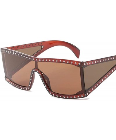 Anti-ultraviolet radiation of sunglasses large frame inlaid with drill Sunglasses - B - CP18Q0IINKH $16.71 Oversized