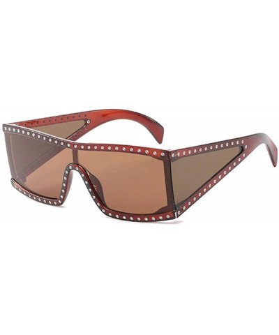 Anti-ultraviolet radiation of sunglasses large frame inlaid with drill Sunglasses - B - CP18Q0IINKH $16.71 Oversized