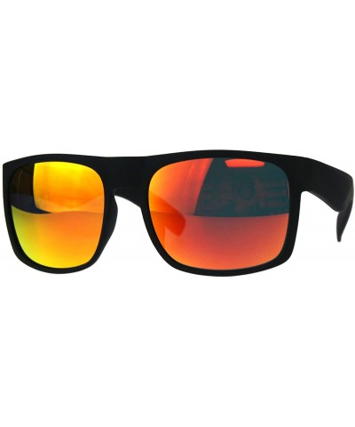 Mens Square Rectangular Fashion Sunglasses Black Frame Mirror Lens UV 400 - Matte Black (Orange Mirror) - CG18ES3A8NC $7.82 R...