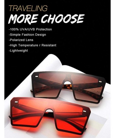 Unisex Polarized Sunglasses Oversized Fashion Shades For Men/Women - Large Leopard Frame + Gradient Brown Lens - CW18X9A39R8 ...