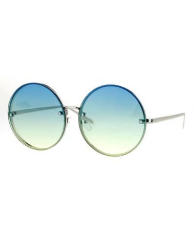 Rimless Hippie Round Circle Oceanic Color Lens Womens Sunglasses - Blue Yellow - CP12N5JAJYN $7.03 Rimless