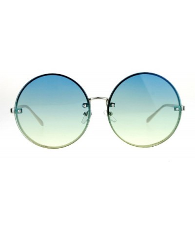 Rimless Hippie Round Circle Oceanic Color Lens Womens Sunglasses - Blue Yellow - CP12N5JAJYN $7.03 Rimless