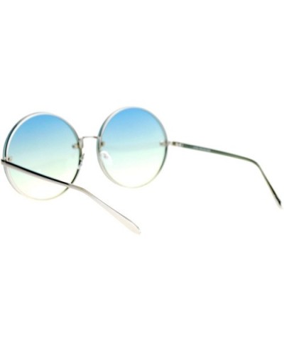 Rimless Hippie Round Circle Oceanic Color Lens Womens Sunglasses - Blue Yellow - CP12N5JAJYN $7.03 Rimless