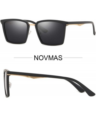 Classic Polarized Square Sunglasses for Men Women Oversized Unbreakable Metal TR Frame UV400 - CY18K68HRXC $29.00 Goggle