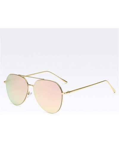 Oversized Aviator Sunglasses Mirrored Flat Lens for Men Women UV400 Y3980 - Pink - CS18R304HC3 $12.06 Sport