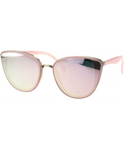 Womens Mod Diva Designer Fashion Cat Eye Retro Sunglasses - Pink Pink Mirror - CY18ES7WRTG $6.48 Oversized