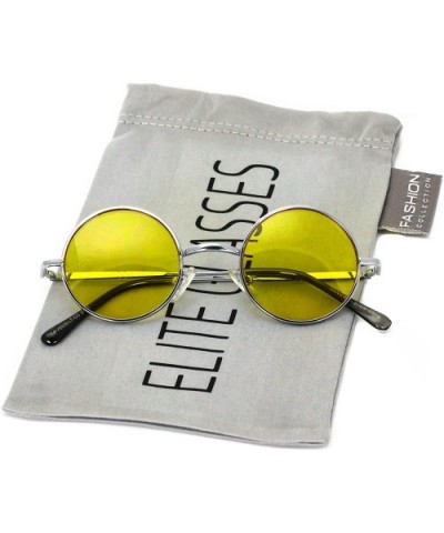 John Lennon Hipster Fashion Sunglasses Small Metal Round Circle Elton Style - Yellow - C0187M9U5MI $7.82 Round
