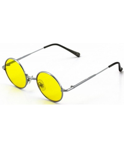John Lennon Hipster Fashion Sunglasses Small Metal Round Circle Elton Style - Yellow - C0187M9U5MI $7.82 Round