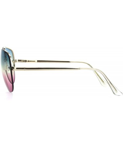 Oceanic Tie Dye Lens Rimless Officer Cop Racer Metal Rim Sunglasses - Gold Blue Purple - CF18I64IEC2 $7.21 Rimless