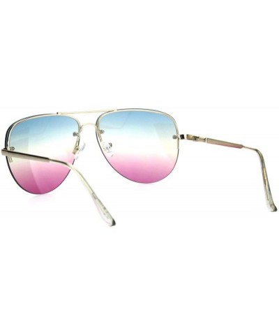 Oceanic Tie Dye Lens Rimless Officer Cop Racer Metal Rim Sunglasses - Gold Blue Purple - CF18I64IEC2 $7.21 Rimless