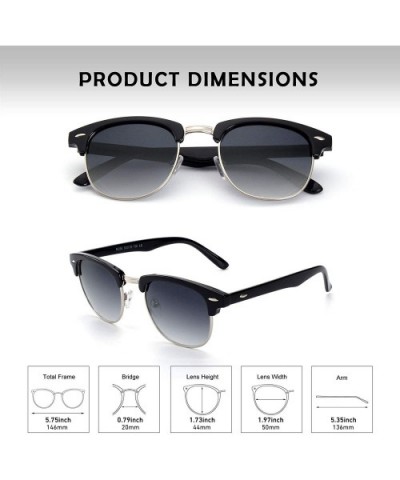 Classic Horn Rimmed Semi Rimless Polarized Sunglasses for Men Women GQO6 - 1 Silver-grey - C917YIM5CDM $6.73 Rimless