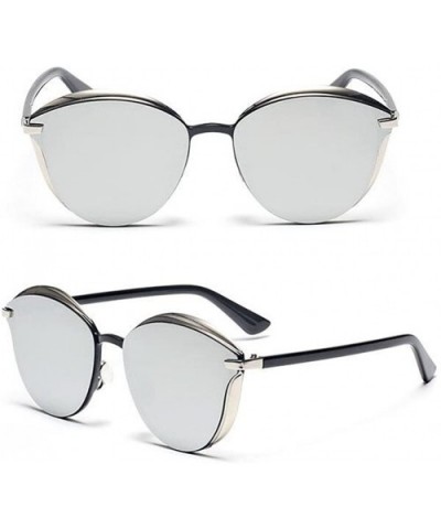Retro Vintage Men Women Round Mirror Sunglasses Eyewear Outdoor Driving Goggles - Silver Frame/Silver - CL12KCV9UUJ $4.87 Round