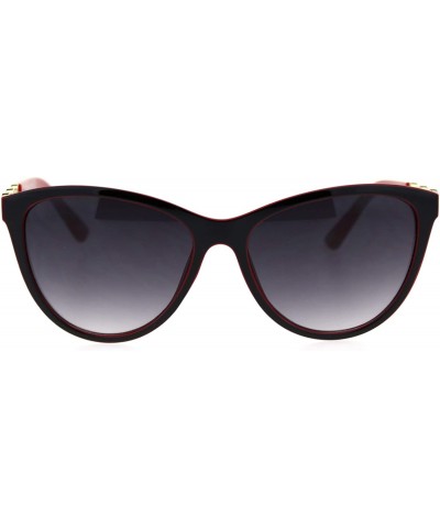 Womens Luxury Designer Fashion Cat Eye Chic Sunglasses - Black Red Smoke - CR18SY5E6RR $10.59 Oversized