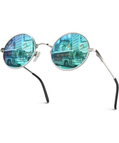 Classic Semi Rimless Half Frame Polarized Sunglasses for Men Women UV400 - 4 S Silver Frame/Green Lens - CZ18N9HS6O2 $10.97 O...