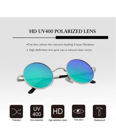 Classic Semi Rimless Half Frame Polarized Sunglasses for Men Women UV400 - 4 S Silver Frame/Green Lens - CZ18N9HS6O2 $10.97 O...