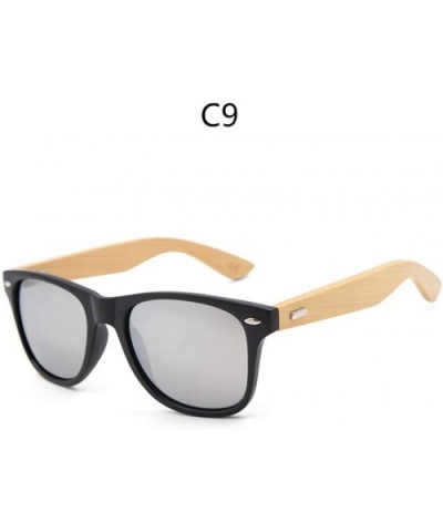 Retro Sunglasses Men Bamboo Sunglass Women Sport Goggles Gold Mirror Sun Glasses - C9 - CH194OGK9WL $20.78 Oval