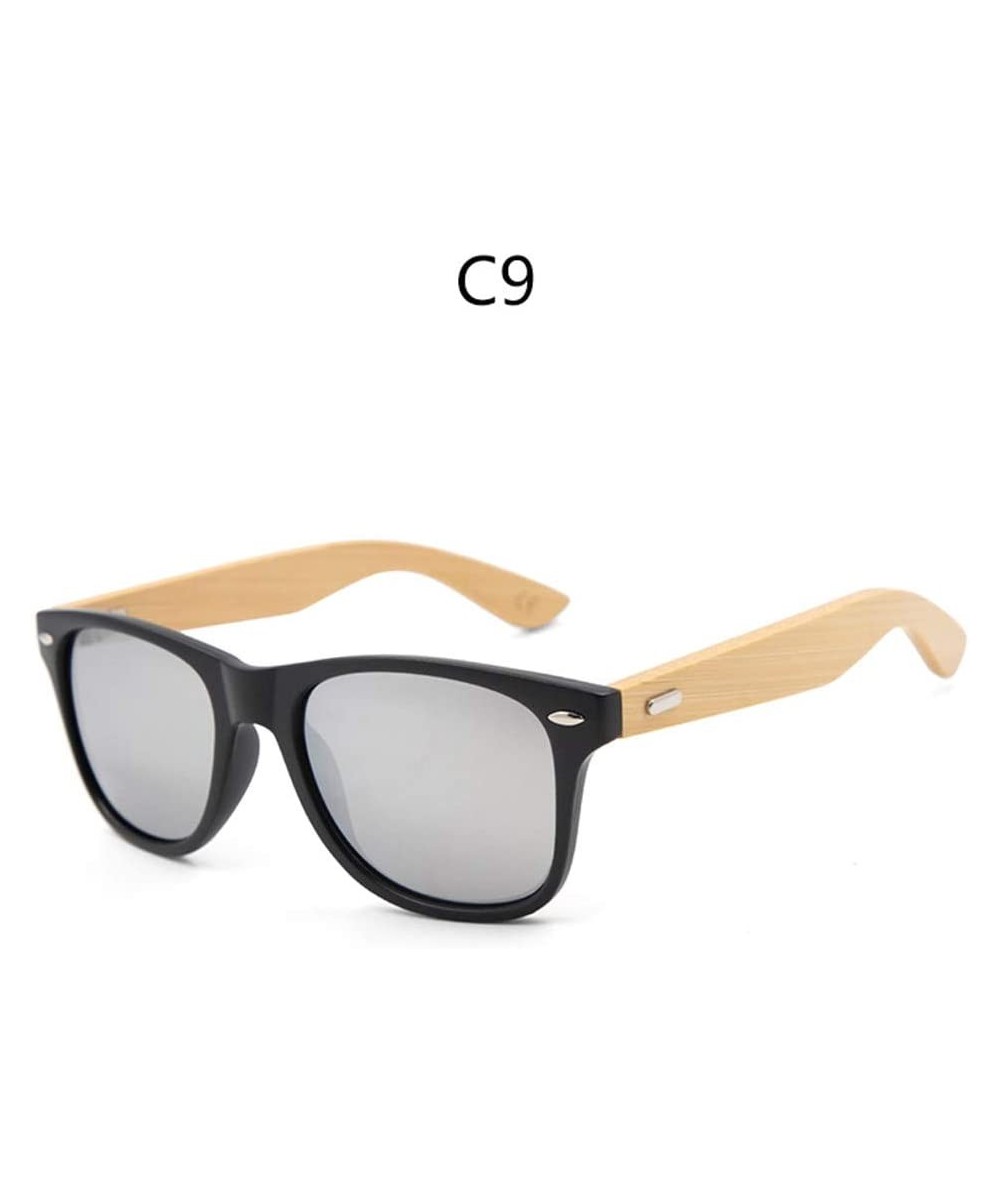 Retro Sunglasses Men Bamboo Sunglass Women Sport Goggles Gold Mirror Sun Glasses - C9 - CH194OGK9WL $20.78 Oval