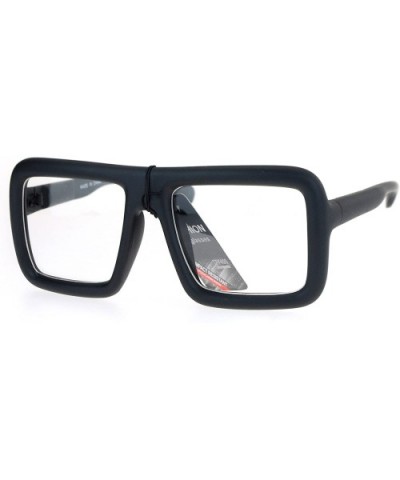 Runway Heavy Plastic Frame Rectangular Geeky Optical Eye Glasses - Matte Black - C312O3S4SY4 $6.79 Square