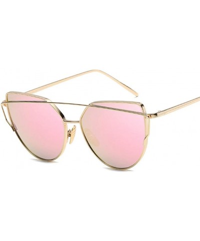 Sunglasses Women Cat eye Mirror Rose Gold Vintage Fashion sun glasses Eyewear - C17 - CO18WZTMGLW $23.10 Cat Eye