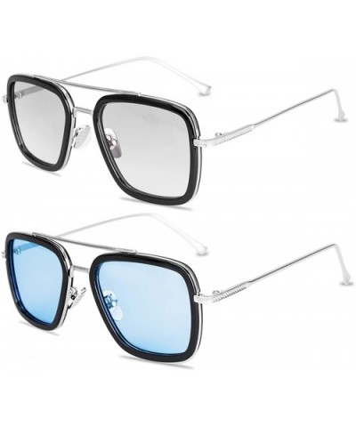 Tony Stark Sunglasses -Vintage Aviator Square Metal Frame Sunglasses for Men Women with Spider Man Glasses - CK192W8RRXU $12....