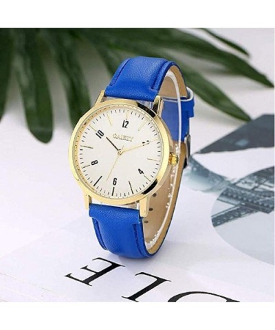 Women Fashion Leather Band Analog Quartz Round Dial Casual Business Wrist Watch Watches - Blue - CE18U3IQ4D4 $5.64 Round