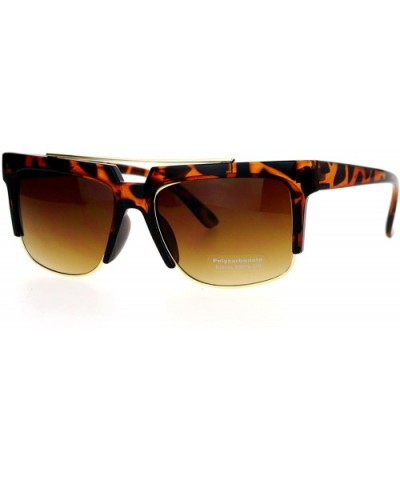 Retro Vintage Unique Half Rim Sunglasses - Tortoise Brown - C912CJLBF1H $7.53 Wayfarer